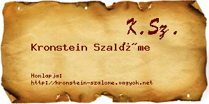 Kronstein Szalóme névjegykártya
